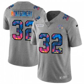 Chicago Chicago Bears #32 David Montgomery Mens Nike Multi-Color 2020 NFL Crucial Catch NFL Jersey Greyheather