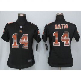 Nike Cincinnati Bengals #14 Andy Dalton Black Team Color Womens Stitched NFL Elite Strobe Jersey