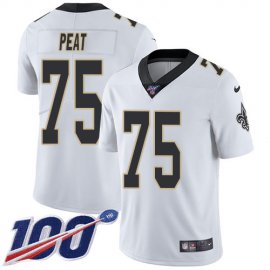 Nike New Orleans Saints #75 Andrus Peat White Youth Stitched NFL 100th Season Vapor Untouchable Limited Jersey