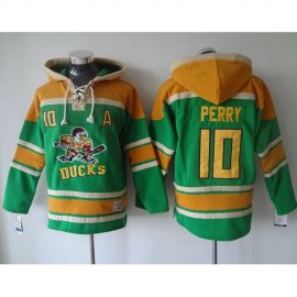 Anaheim Ducks #10 Corey Perry Green Sawyer Hooded Sweatshirt Stitched NHL Jersey