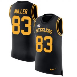 Nike Pittsburgh Steelers #83 Heath Miller Black Team Color Mens Stitched NFL Limited Rush Tank Top Jersey