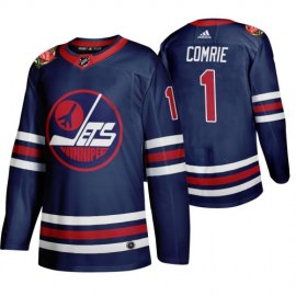 Winnipeg Jets #1 Eric Comrie Mens 2019-20 Heritage Classic Wha Navy Stitched NHL Jersey