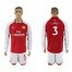 Arsenal #3 Gibbs Red Home Long Sleeves Soccer Club Jersey