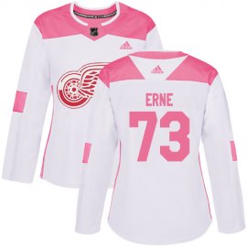 Adidas Detroit Red Wings #73 Adam Erne White/Pink Authentic Fashion Womens Stitched NHL Jersey