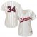 Minnesota Twins #34 Kirby Puckett Cream Strip Alternate Womens Stitched MLB Jersey