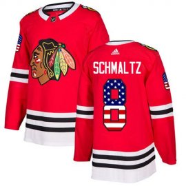 Adidas Chicago Blackhawks #8 Nick Schmaltz Red Home Authentic USA Flag Stitched NHL Jersey