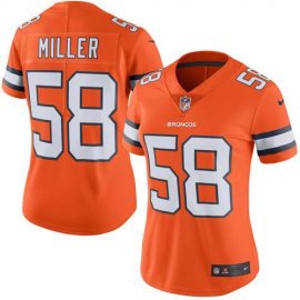 Nike Denver Broncos #58 Von Miller Orange Womens Stitched NFL Limited Rush Jersey
