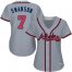 Atlanta Braves #7 Dansby Swanson Grey Road Womens Stitched MLB Jersey
