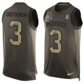 Nike New England Patriots #3 Stephen Gostkowski Green Mens Stitched NFL Limited Salute To Service Tank Top Jersey