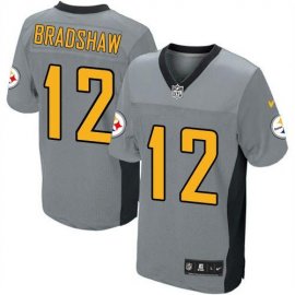 Nike Pittsburgh Steelers #12 Terry Bradshaw Grey Shadow Mens Stitched NFL Elite Jersey