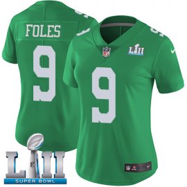 Nike Philadelphia Eagles #9 Nick Foles Green Super Bowl LII Womens Stitched NFL Limited Rush Jersey