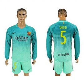 Barcelona #5 Sergio Sec Away Long Sleeves Soccer Club Jersey