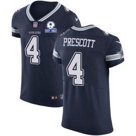Nike Dallas Cowboys #4 Dak Prescott Navy Blue Team Color Mens Stitched With Established In 1960 Patch NFL Vapor Untouchable Elite Jersey