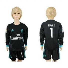 Real Madrid #1 Navas Sec Away Long Sleeves Kid Soccer Club Jersey