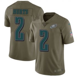 Nike Philadelphia Eagles #2 Jalen Hurts Olive Mens Stitched NFL Limited 2017 Salute To Service Jersey