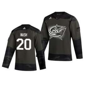 Columbus Blue Jackets #20 Riley Nash Adidas 2019 Veterans Day Mens Authentic Practice NHL Jersey Camo