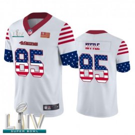 San Francisco 49ers #85 George Kittle White Super Bowl LIV 2020 Mens Nike Team Logo USA Flag Vapor Untouchable Limited NFL Jersey