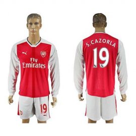 Arsenal #19 S.Cazorla Red Home Long Sleeves Soccer Club Jersey