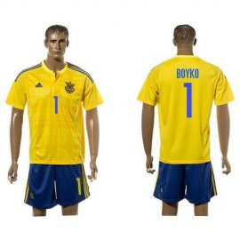 Ukraine #1 Boyko Home Soccer Country Jersey