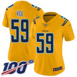 Nike Los Angeles Chargers #59 Nick Vigil Gold Womens Stitched NFL Limited Inverted Legend 100th Season Jersey