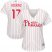 Philadelphia Phillies #17 Rhys Hoskins White(Red Strip) Home Womens Stitched MLB Jersey
