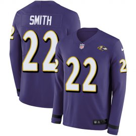 Nike Baltimore Ravens #22 Jimmy Smith Purple Team Color Mens Stitched NFL Limited Therma Long Sleeve Jersey