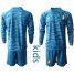 Belgium Blank Blue Goalkeeper Long Sleeves Kid Soccer Country Jersey