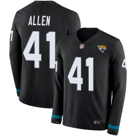 Nike Jacksonville Jaguars #41 Josh Allen Black Team Color Mens Stitched NFL Limited Therma Long Sleeve Jersey