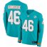 Nike Miami Dolphins #46 Noah Igbinoghene Aqua Green Team Color Mens Stitched NFL Limited Therma Long Sleeve Jersey