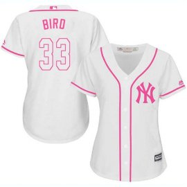 New York Yankees #33 Greg Bird White/Pink Fashion Womens Stitched MLB Jersey