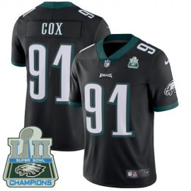 Nike Philadelphia Eagles #91 Fletcher Cox Black Alternate Super Bowl LII Champions Mens Stitched NFL Vapor Untouchable Limited Jersey
