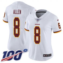 Nike Washington Football Team #8 Kyle Allen White Womens Stitched NFL 100th Season Vapor Untouchable Limited Jersey