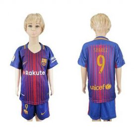 Barcelona #9 Suarez Home Kid Soccer Club Jersey