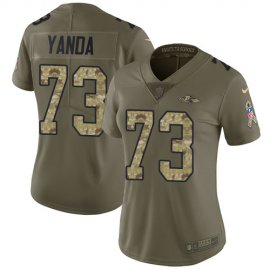Nike Baltimore Ravens #73 Marshal Yanda Olive/Camo Womens Stitched NFL Limited 2017 Salute to Service Jersey