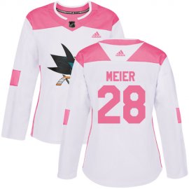 Adidas San Jose Sharks #28 Timo Meier White/Pink Authentic Fashion Womens Stitched NHL Jersey