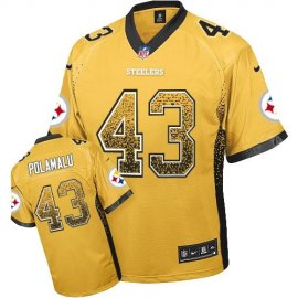 Nike Pittsburgh Steelers #43 Troy Polamalu Gold Youth Stitched NFL Elite Drift Fashion Jersey