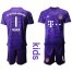 Bayern Munchen #1 Neuer Purple Goalkeeper Kid Soccer Club Jersey
