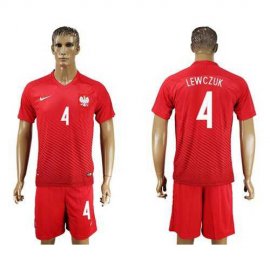 Poland #4 Lewczuk Away Soccer Country Jersey