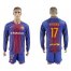 Barcelona #17 Elhadda Home Long Sleeves Soccer Club Jersey