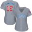 Chicago Cubs #12 Kyle Schwarber Grey Road Womens Stitched MLB Jersey
