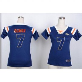 Nike Denver Broncos #7 John Elway Navy Blue Womens Stitched NFL Elite Draft Him Shimmer Jersey