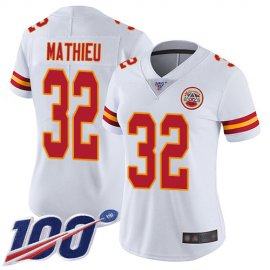 Nike Kansas City Chiefs #32 Tyrann Mathieu White Womens Stitched NFL 100th Season Vapor Limited Jersey