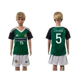 Northern Ireland #5 J.Evans Green Home Kid Soccer Country Jersey