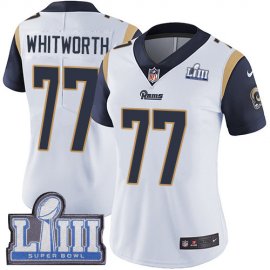 Nike Los Angeles Rams #77 Andrew Whitworth White Super Bowl LIII Bound Womens Stitched NFL Vapor Untouchable Limited Jersey
