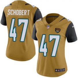 Nike Jacksonville Jaguars #47 Joe Schobert Gold Womens Stitched NFL Limited Rush Jersey