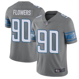 Nike Detroit Lions #90 Trey Flowers Gray Mens Stitched NFL Limited Rush Jersey