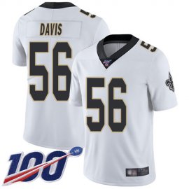 Nike New Orleans Saints #56 DeMario Davis White Mens Stitched NFL 100th Season Vapor Limited Jersey