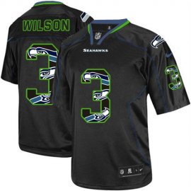 Nike Seattle Seahawks #3 Russell Wilson New Lights Out Black Mens Stitched NFL Elite Jersey