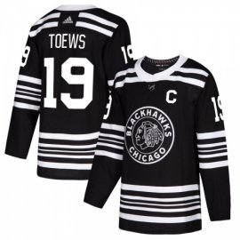 Chicago Blackhawks #19 Jonathan Toews Mens Adidas Black Alternate 2019-20 Authentic Player NHL Jersey