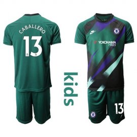 Chelsea #13 Caballero Green Goalkeeper Kid Soccer Club Jersey